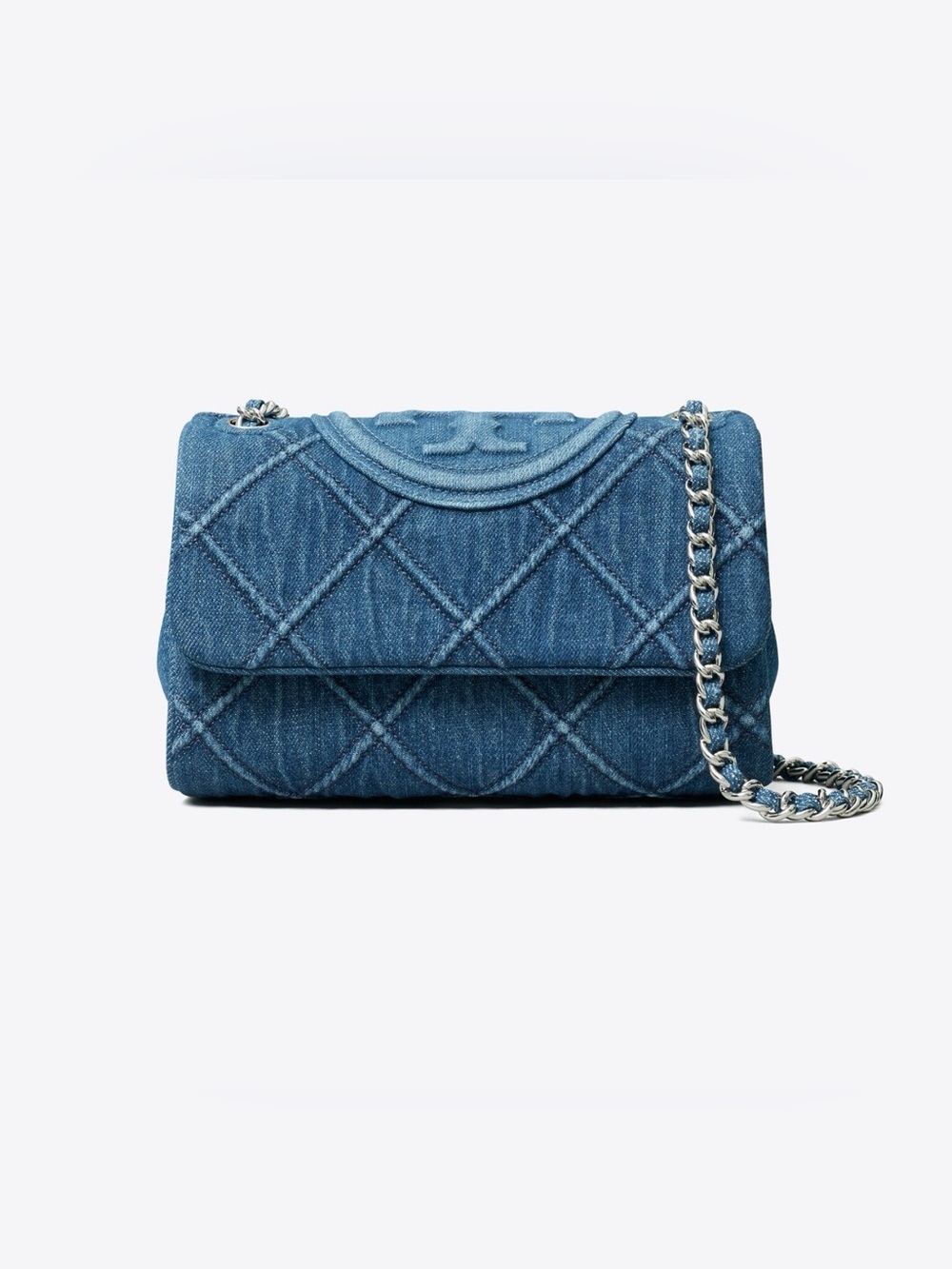 NWOT TORY BURCH SMALL FLEMING SOFT DENIM CONVERTIBLE SHOULDER BAG - Picture 4 of 12